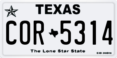 TX license plate COR5314