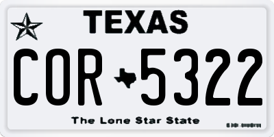 TX license plate COR5322