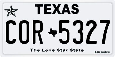 TX license plate COR5327