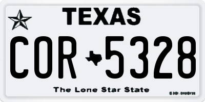 TX license plate COR5328