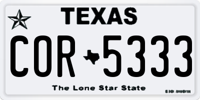 TX license plate COR5333