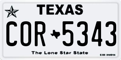 TX license plate COR5343