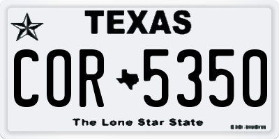 TX license plate COR5350