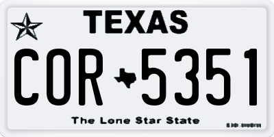 TX license plate COR5351