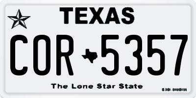 TX license plate COR5357
