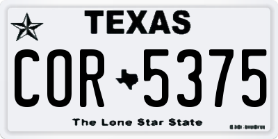 TX license plate COR5375