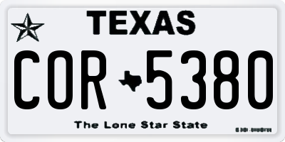 TX license plate COR5380
