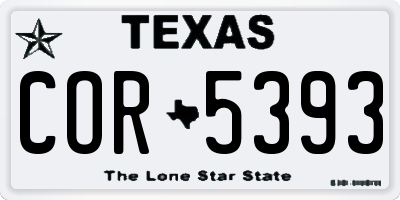 TX license plate COR5393