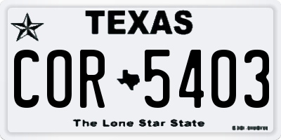 TX license plate COR5403