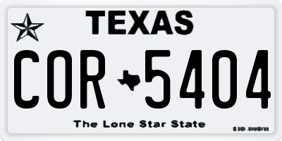 TX license plate COR5404