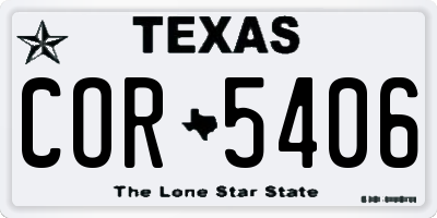 TX license plate COR5406