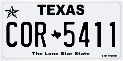 TX license plate COR5411