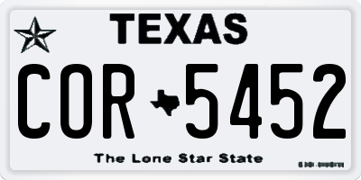 TX license plate COR5452
