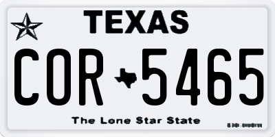 TX license plate COR5465