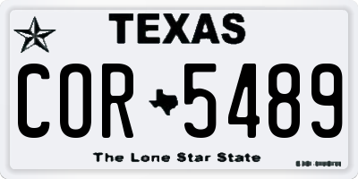 TX license plate COR5489