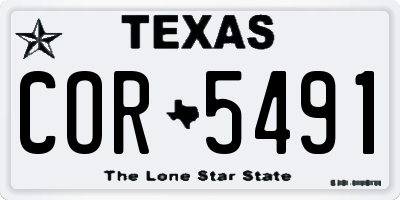 TX license plate COR5491