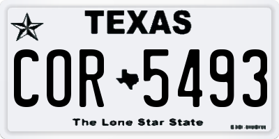 TX license plate COR5493