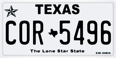 TX license plate COR5496
