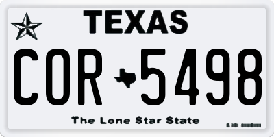 TX license plate COR5498