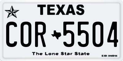 TX license plate COR5504
