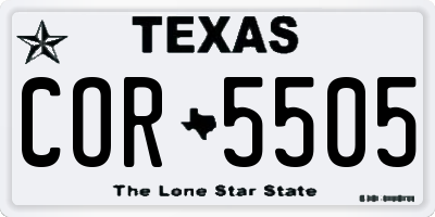 TX license plate COR5505