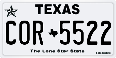 TX license plate COR5522