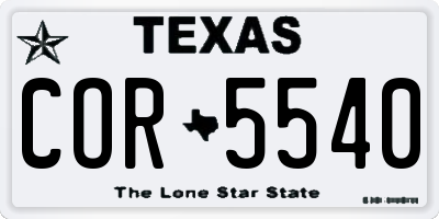 TX license plate COR5540