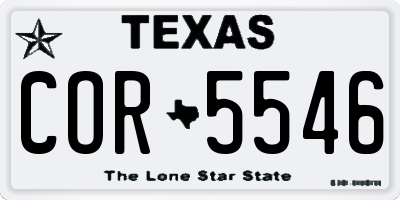 TX license plate COR5546