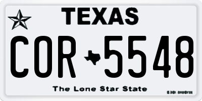 TX license plate COR5548