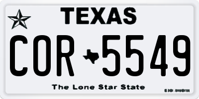 TX license plate COR5549