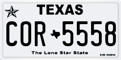 TX license plate COR5558