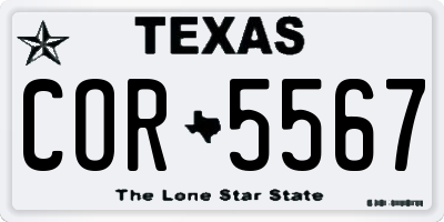 TX license plate COR5567
