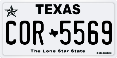 TX license plate COR5569