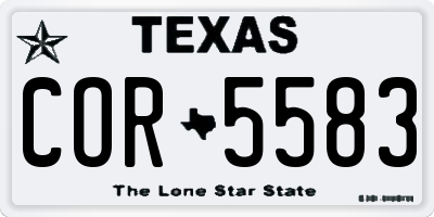 TX license plate COR5583