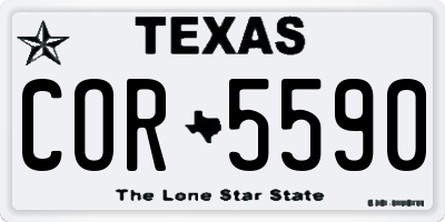 TX license plate COR5590
