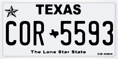 TX license plate COR5593