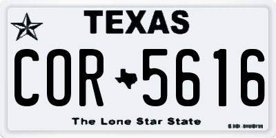 TX license plate COR5616