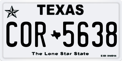 TX license plate COR5638