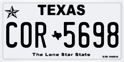 TX license plate COR5698