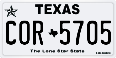 TX license plate COR5705
