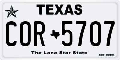 TX license plate COR5707