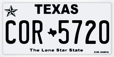 TX license plate COR5720