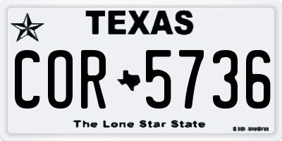 TX license plate COR5736