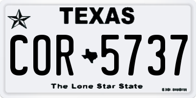 TX license plate COR5737