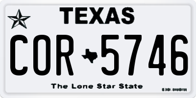 TX license plate COR5746