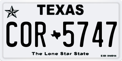 TX license plate COR5747