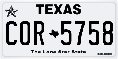 TX license plate COR5758