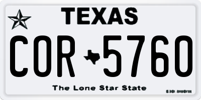 TX license plate COR5760