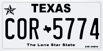 TX license plate COR5774