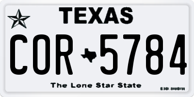 TX license plate COR5784